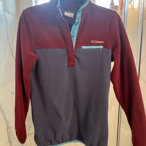 Columbia Men's Burgundy and Navy Zip-Up Sweater